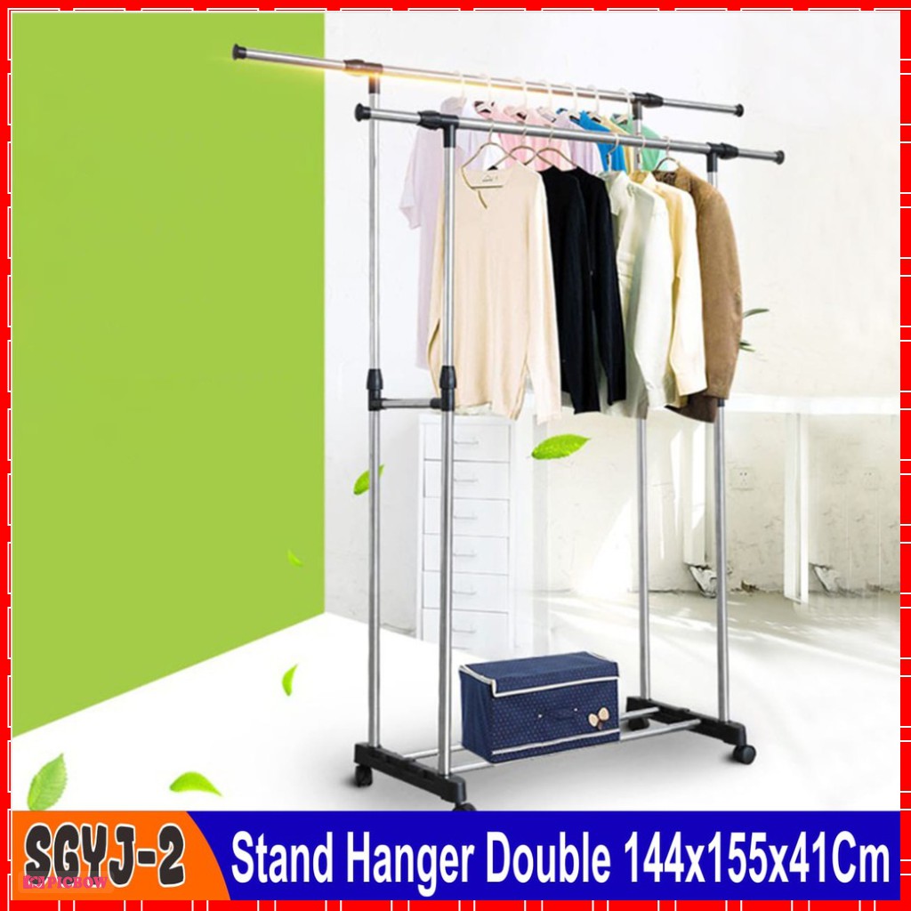 Rumah_kita2020 Stand Hanger Gantungan Baju Rak Serbaguna 4 Roda Gantungan Baju Stand Hanger COD Promo