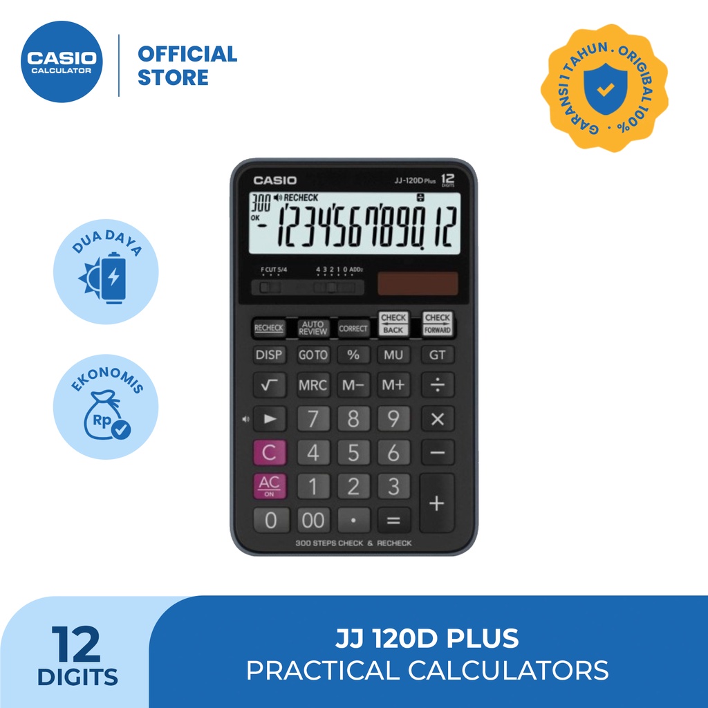 

Casio JJ-120D Plus - Kalkulator Toko / Dagang - Fungsi Cek - 12 Digit