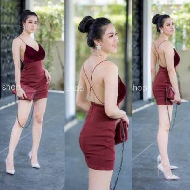 WINNIE 782 MIDI DRESS SCUBA BLUDRU BACKLESS BODYCON