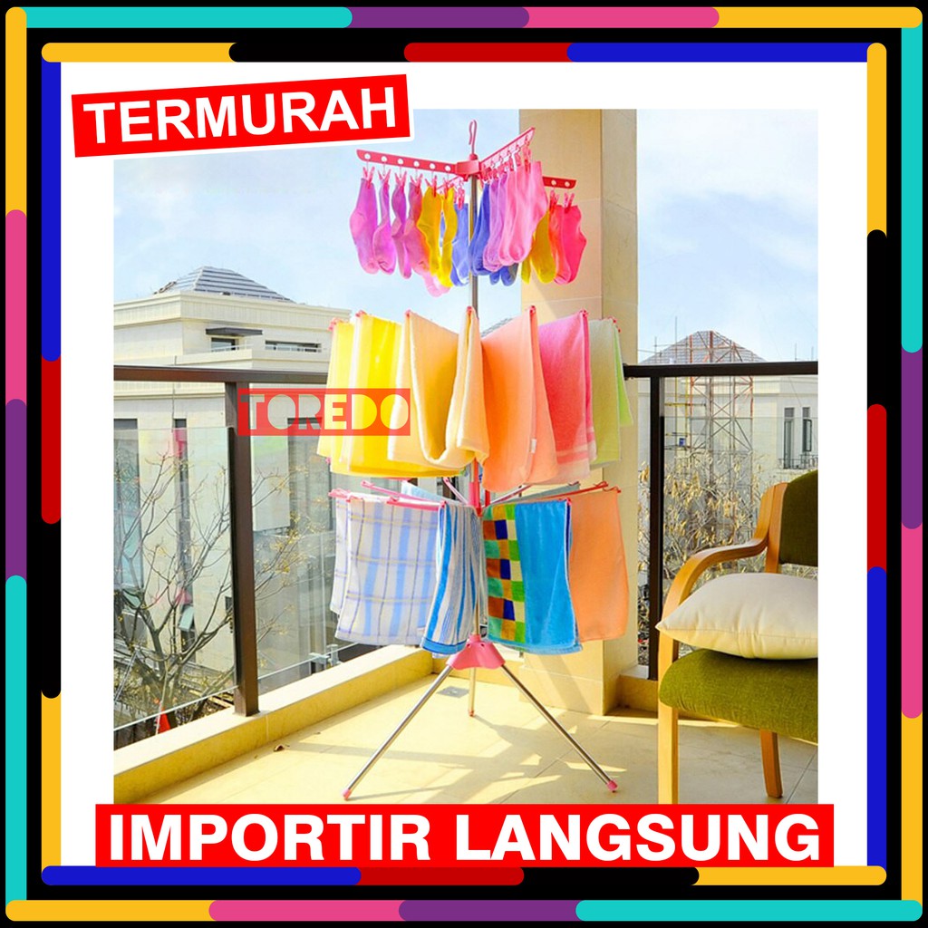 Jemuran Pakaian Baju Bayi - Lipat Menara Gantungan Lipat towel rack stand Megahome