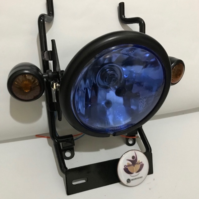 lampu cb bulat variasi byson plus breket hitam plus lampu sen