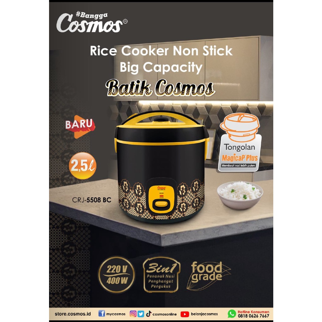 COSMOS MAGIC COM RICE COOKER 2.5 L CRJ-5508BC (100% ORI)