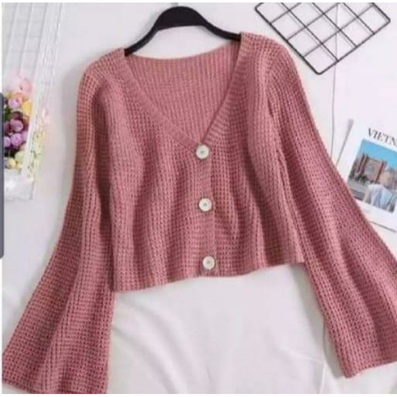 Cardigan Adelia crope Karen knite cardy cardigan rajut Adelia