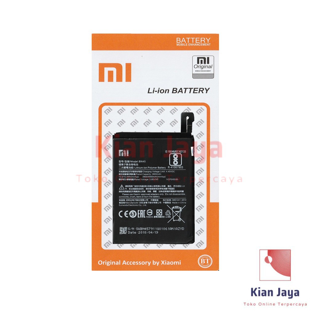 Baterai Hp XiaoMi Redmi Note 5 Pro BN45 Original OEM Batrai Batre Battery BN 45