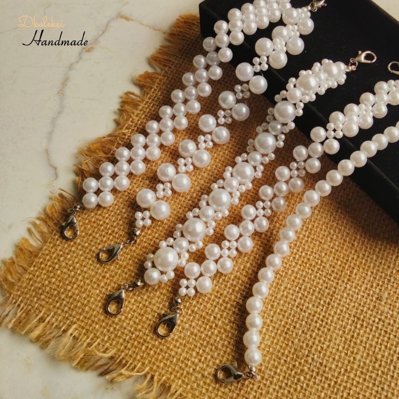 Konektor Masker Mutiara Putih | Konektor Masker Hijab | Konektor Masker