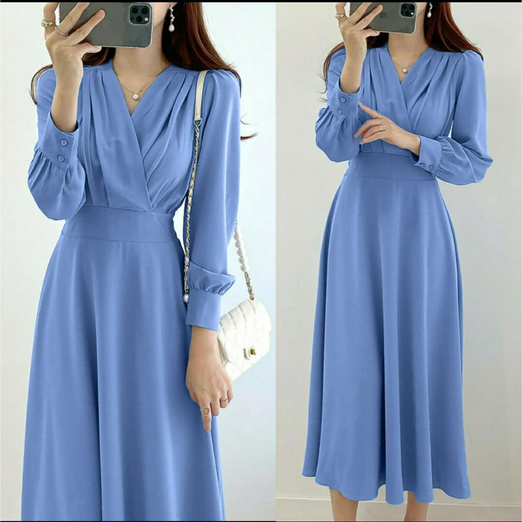 [HNFK] Dress Glamola / Dress Wanita / Dress Panjang Korea / Pakaian Wanita / Dres / Dress Kondangan / Dress Korean Style