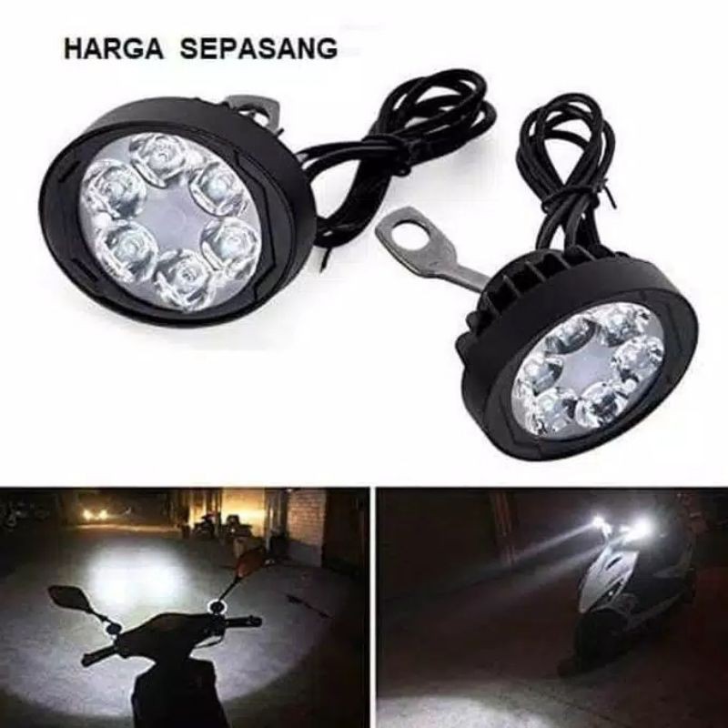 Lampu Tembak Led Lampu Sorot Led Bulat Ready 4 Titik &amp; 6 Titik Universal Semua Motor