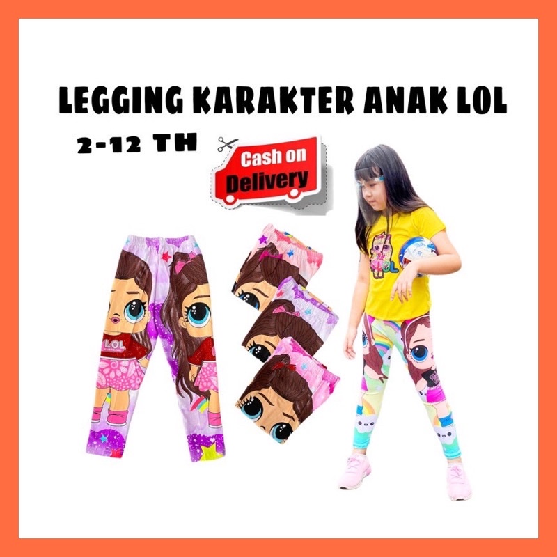 Celana Leging Anak Celana Panjang Legging Karakter LOL Anak Perempuan 2 3 4 5 6 7 8 Tahun Katun