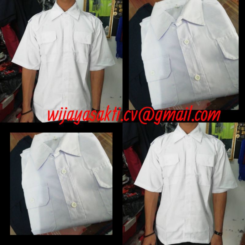 Baju seragam Setelan pdh satpam- Security putih biru