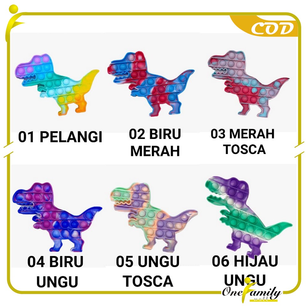 ONE-M131 Mainan Pop It Rainbow Karakter Fidget Push Pop It Among Us Bulat Pop Its Mainan Anak-DINO COLOURFULL