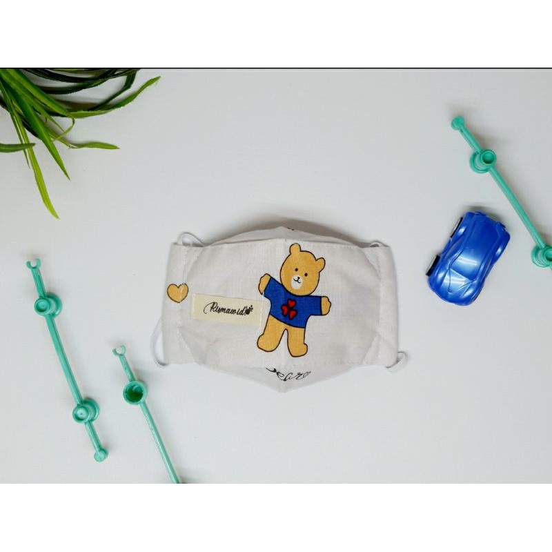 MASKER KAIN 3D ANAK | 3 DIMENSI | EVO | 3 LAPIS MOTIF BERUANG