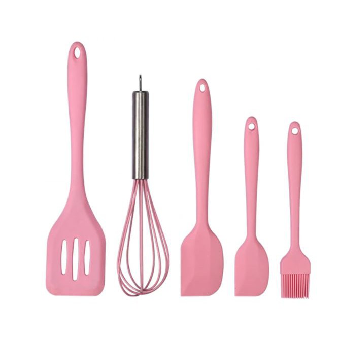 Sepatula Set Sutil Spatula Silikon Tahan Panas Spatula Set Silicone Silicon Peralatan Masak Set 5in1