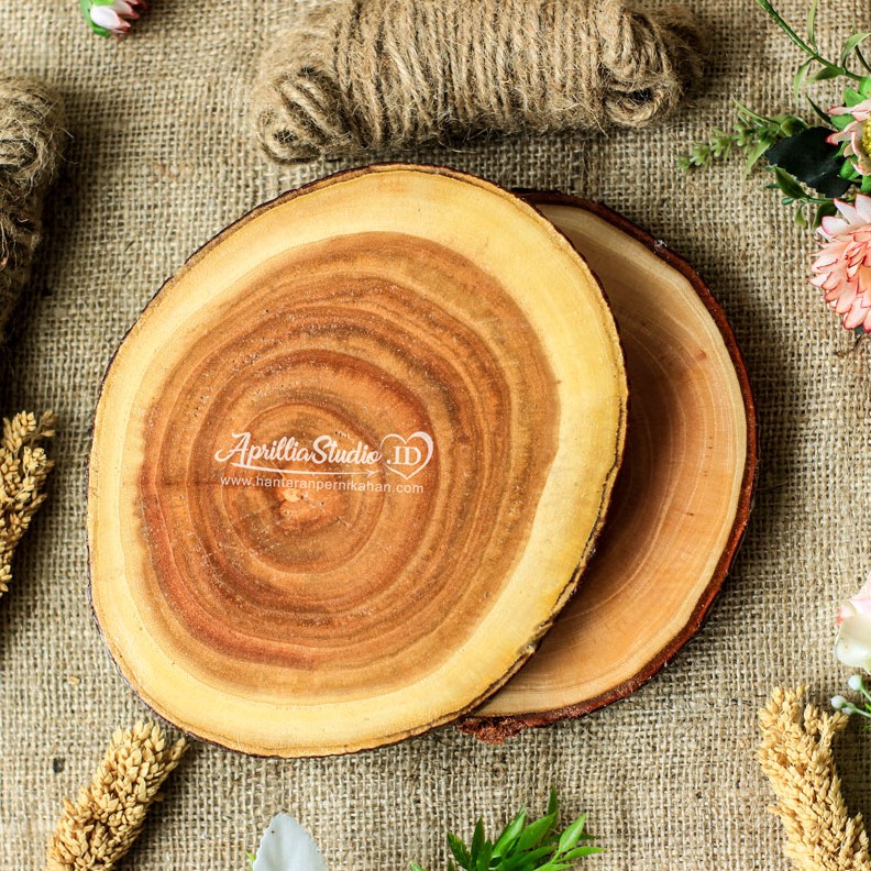 Potongan Kayu | Talenan Kayu | Slice Wood | Wooden Coaster | Tatakan kayu Diameter 15-16 cm