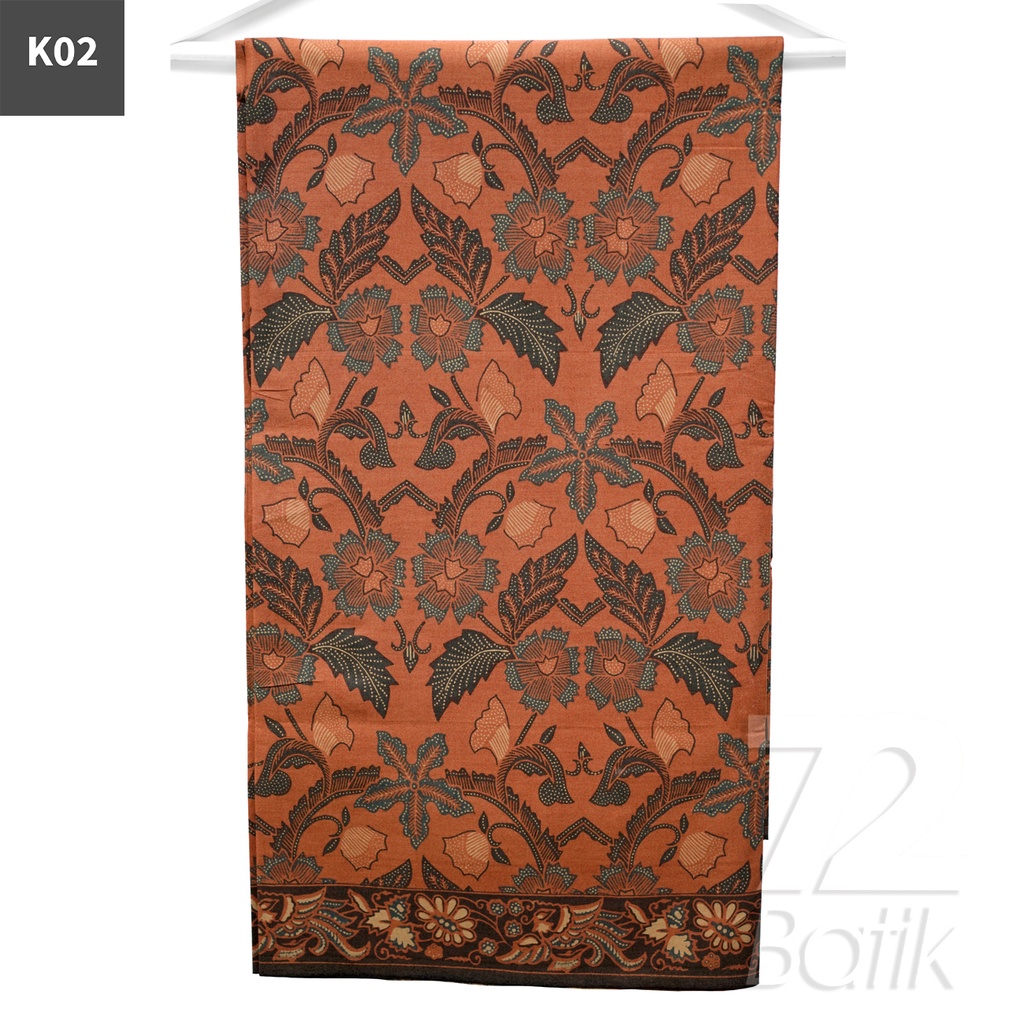 KAIN BATIK PREMIUM Bahan Katun Motif Kembang Singkong Warna Orange 722038 Cap 72 Jarik Jarit Samping Kebat Panjang Batik Katun Modern Premium Bahan Seragam Batik Pernikahan Kantor Keluarga Murah Kamen Jadi Batik Bali Lembaran