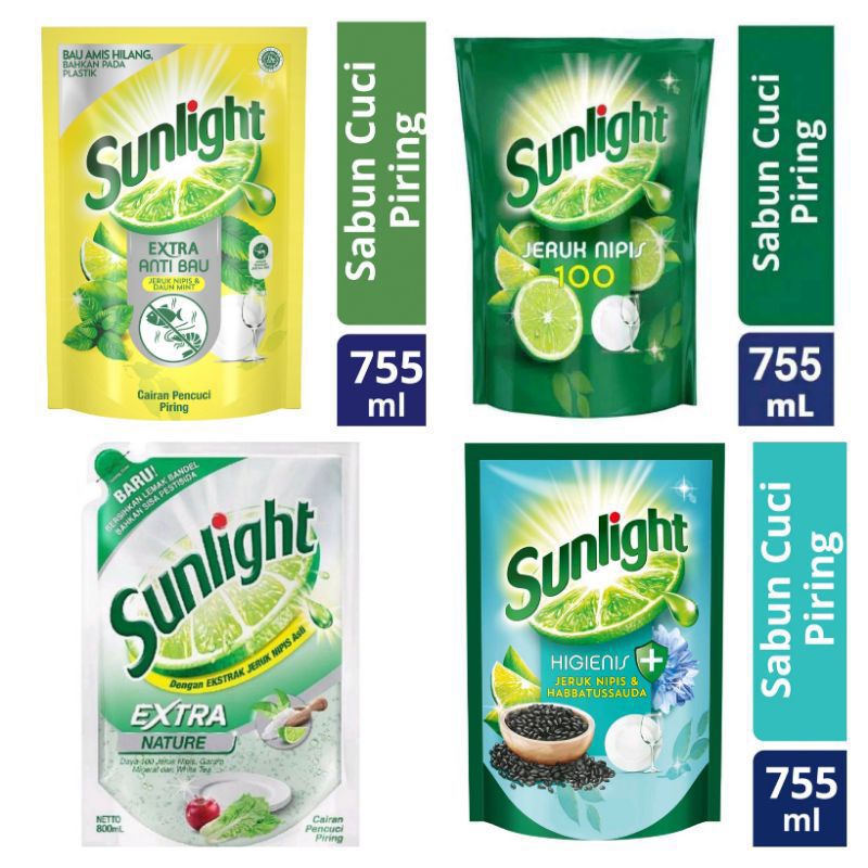 Sunlight Extra Natural 800 Ml Dan Anti bau 755 ml Habatusoda 755 ml Jeruk Mipis 755ml