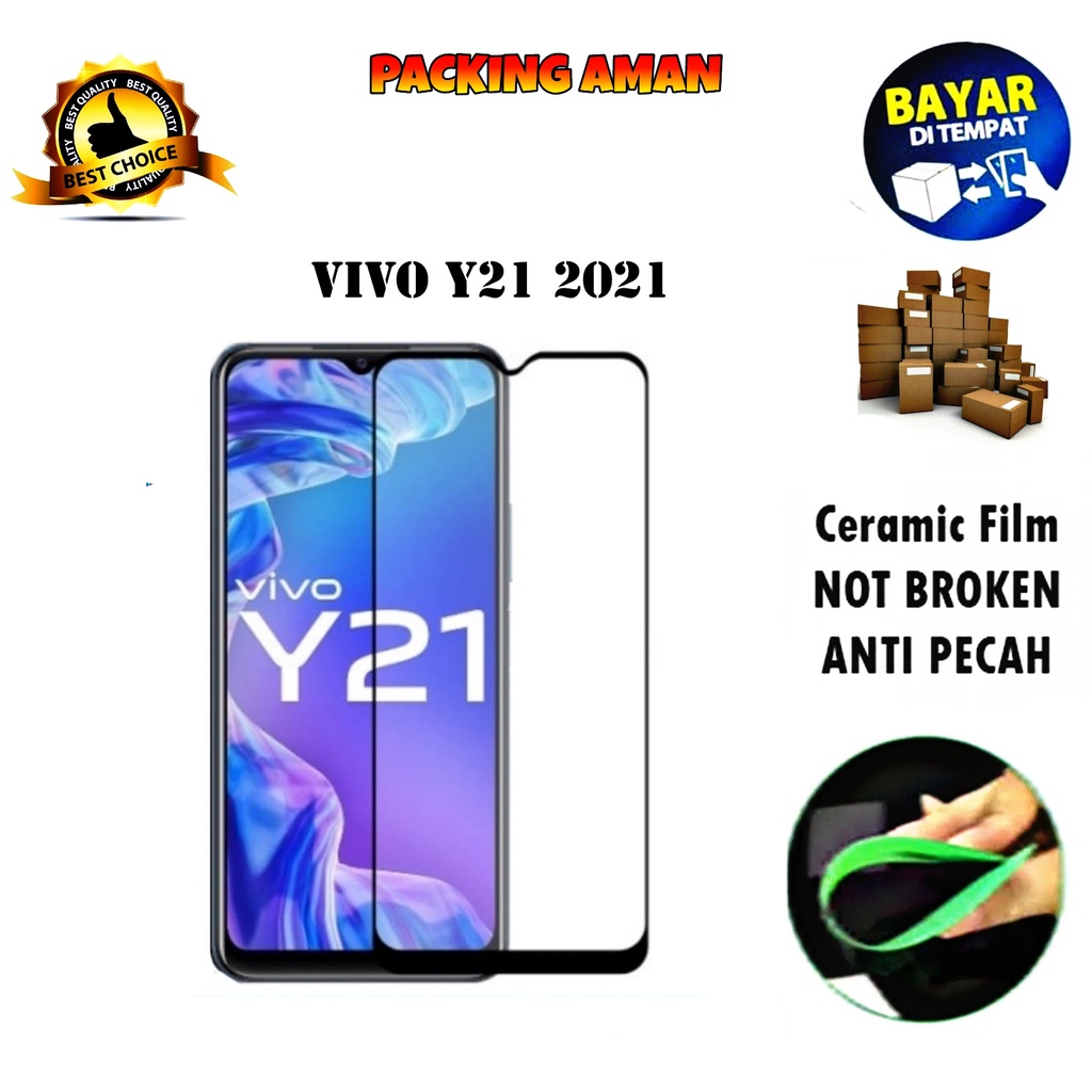 Tempered Glass Vivo Y21 2021 4G FULL COVER FULL SCREEN Ceramic Film Anti Gores