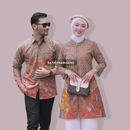 BATIK COUPLE BATIK PRABUSENO PRIA PANJANG WANITA ANGGRAINI SARIMBIT - S, kemeja