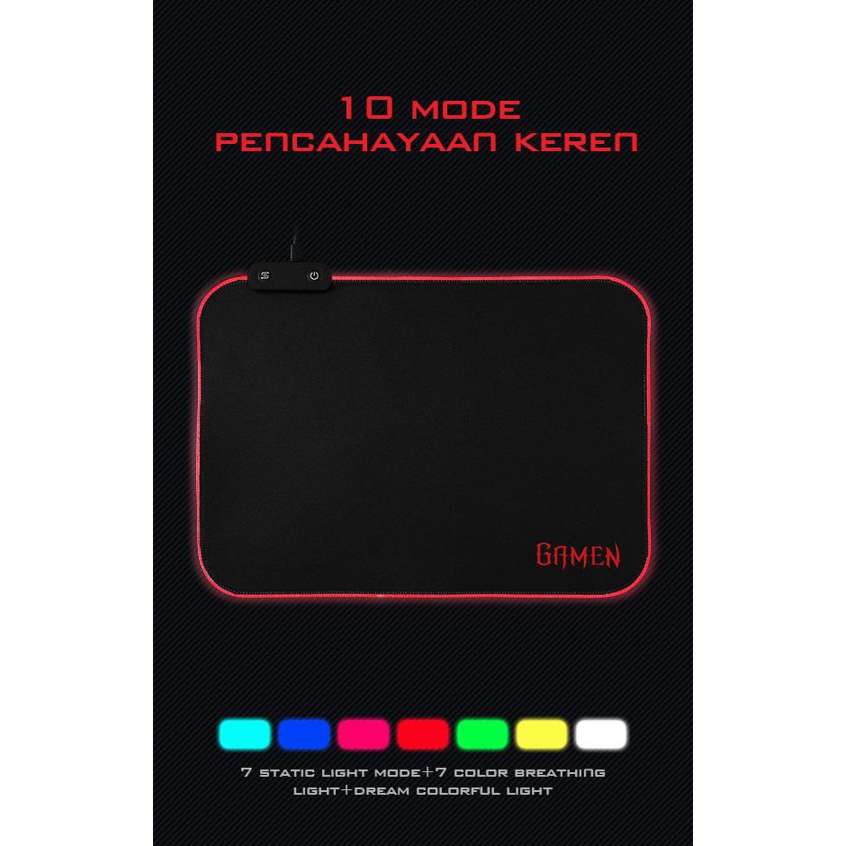 GAMEN GP-Halo Mouse Pad RGB Lighting Effect Anti Slip Rubber - Garansi Resmi 1 Tahun