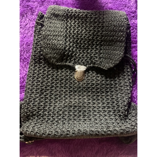 (PRELOVED) TAS PUNGGUNG RAJUT ABU