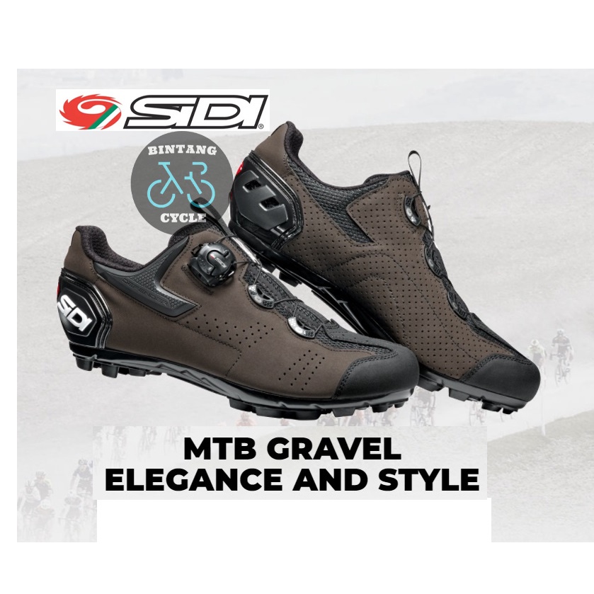Sepatu Cleat SEPEDA SIDI MTB GRAVEL Black Brown - Sepatu Cleat SPD MTB