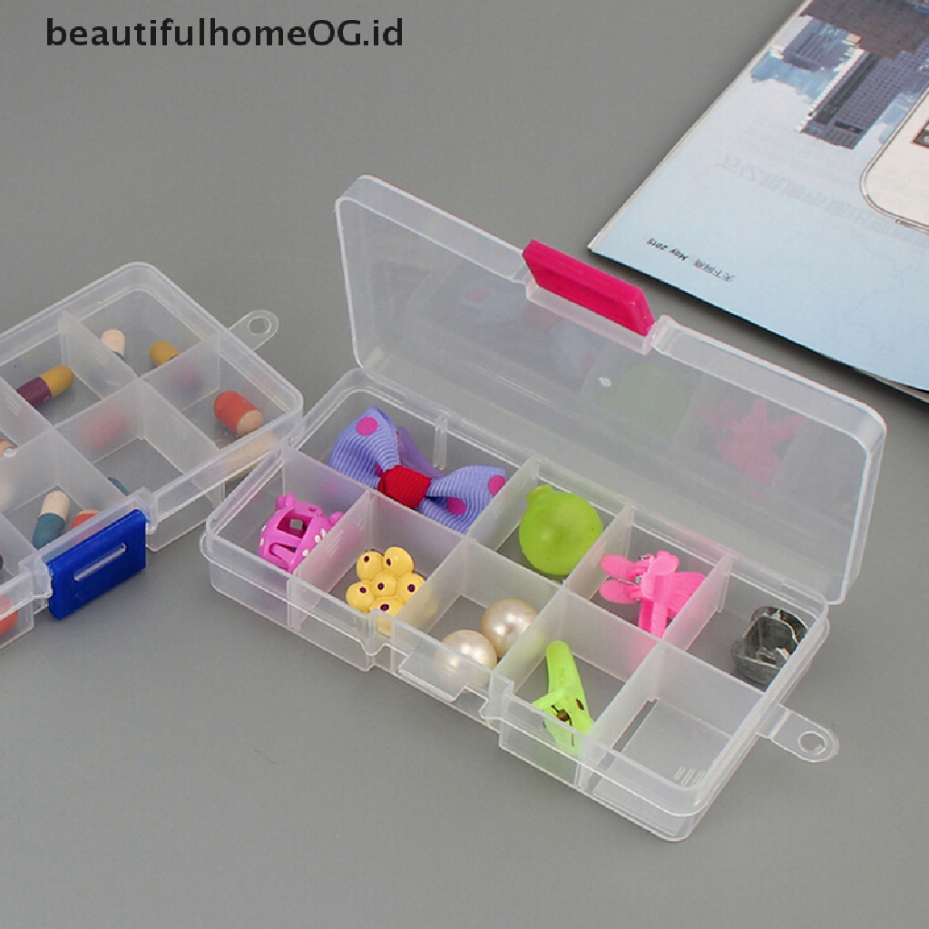 // beautifulhomeOG.id // Plastic10 Slots Adjustable Jewelry Storage Box Case Craft Organizer Beads **