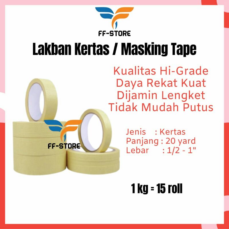 

Masking Tape Lakban Kertas 1 inch Solatip Selotip 1/2 inch