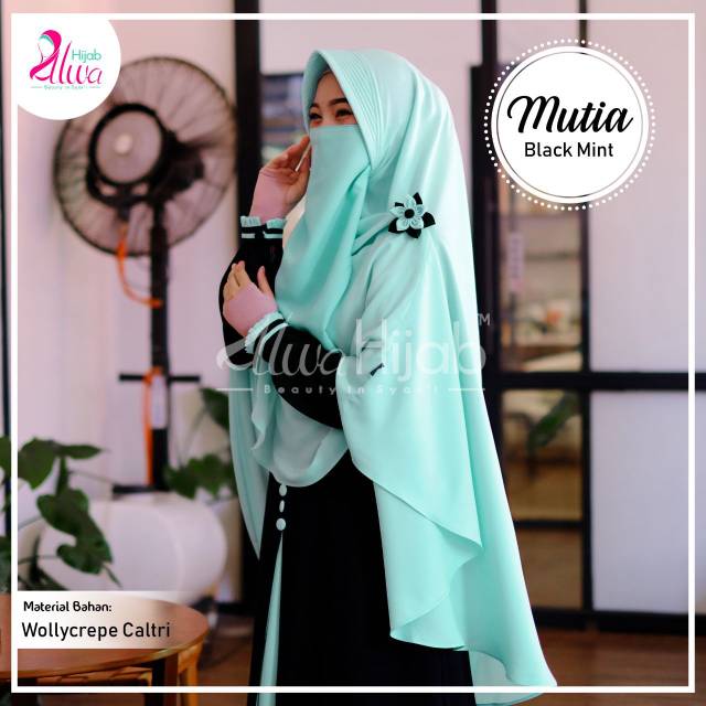 BIG SALE RAMADHAN GAMIS MUTIA BLACK MINT by HIJAB ALWA