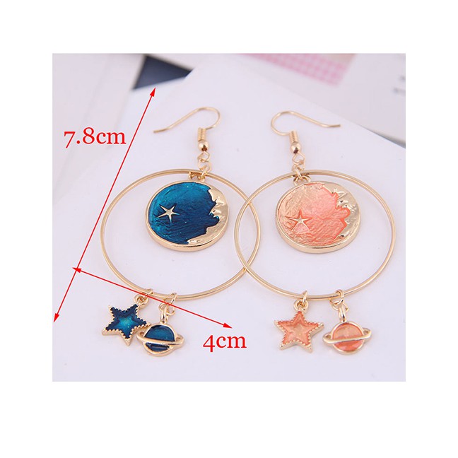 LRC Anting Gantung Fashion Gold Metal Star Earrings A59114