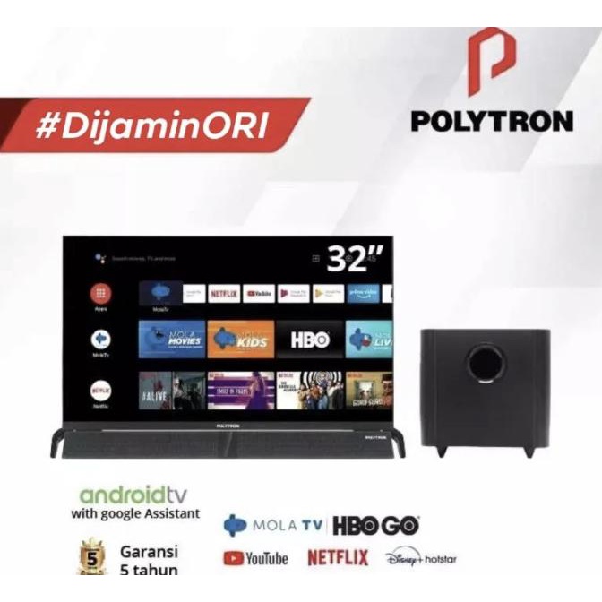 LED Polytron Smart Android TV 32BAG9953 32in 32" BAG9953 Soundbar
