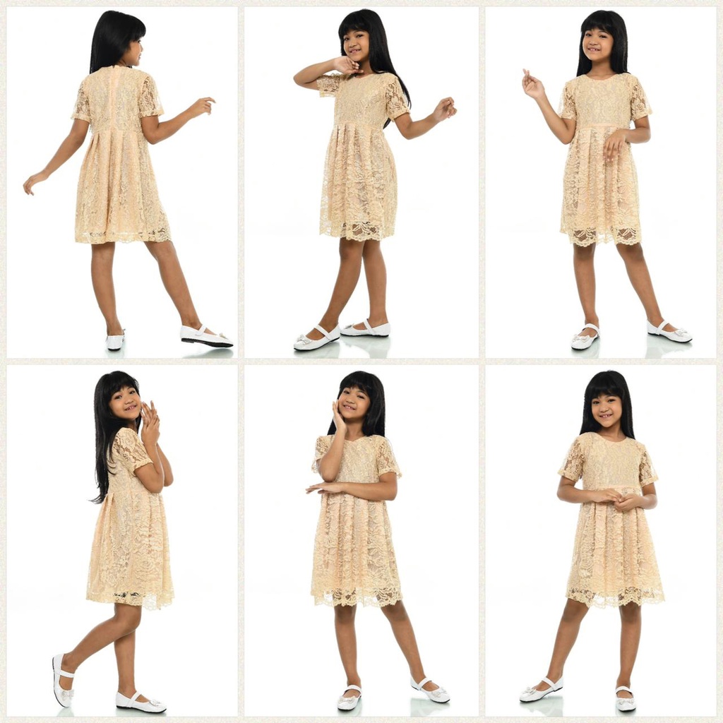 (Jamin RealPict) Dress Brukat Cord Princess Anak Perempuan 5-8th Brokat IMLEK Tebal Dres Cewek