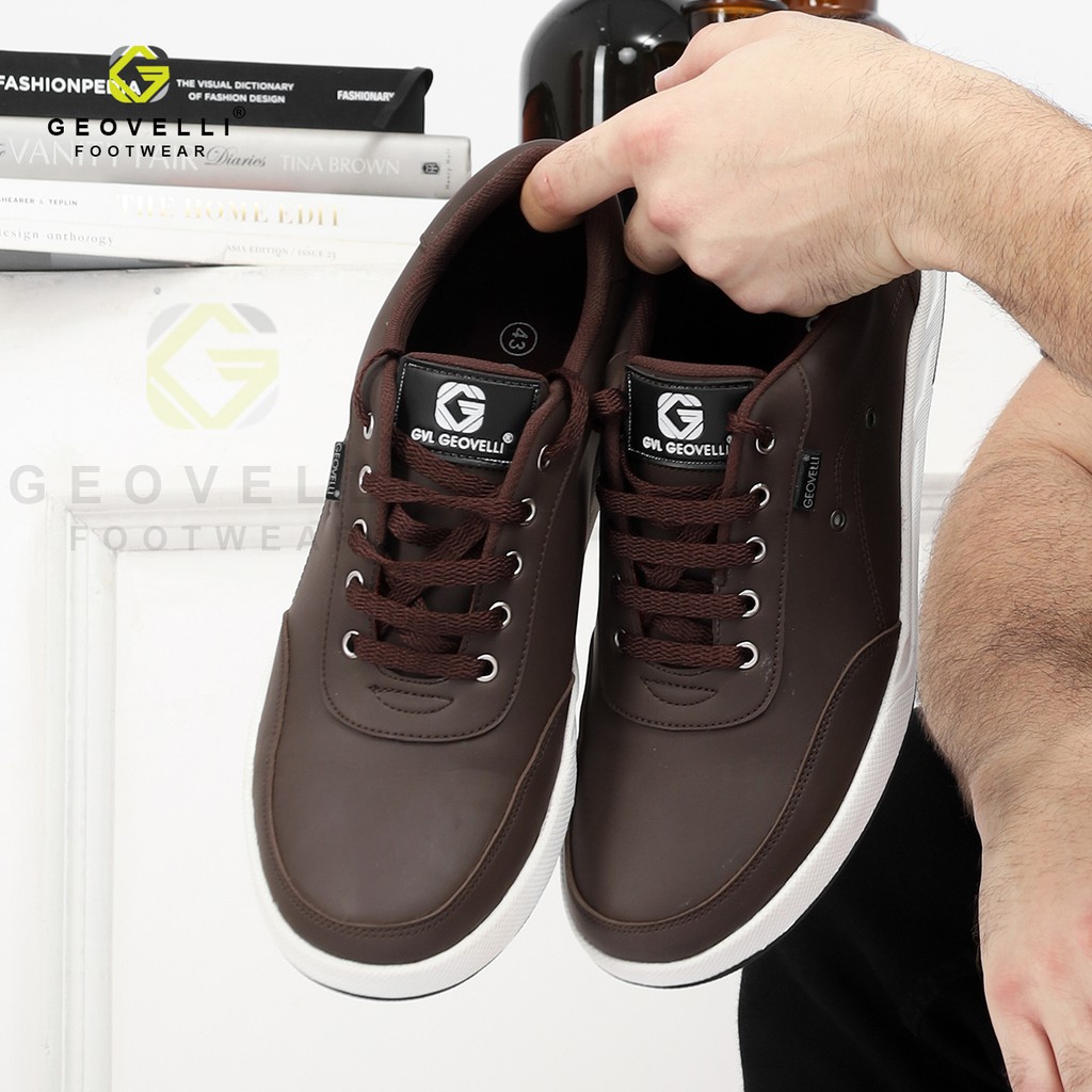 Sepatu Sneaker Pria Sepatu Sneakers Casual Geovelli Untuk Sekolah Kuliah Kerja Warna Coklat