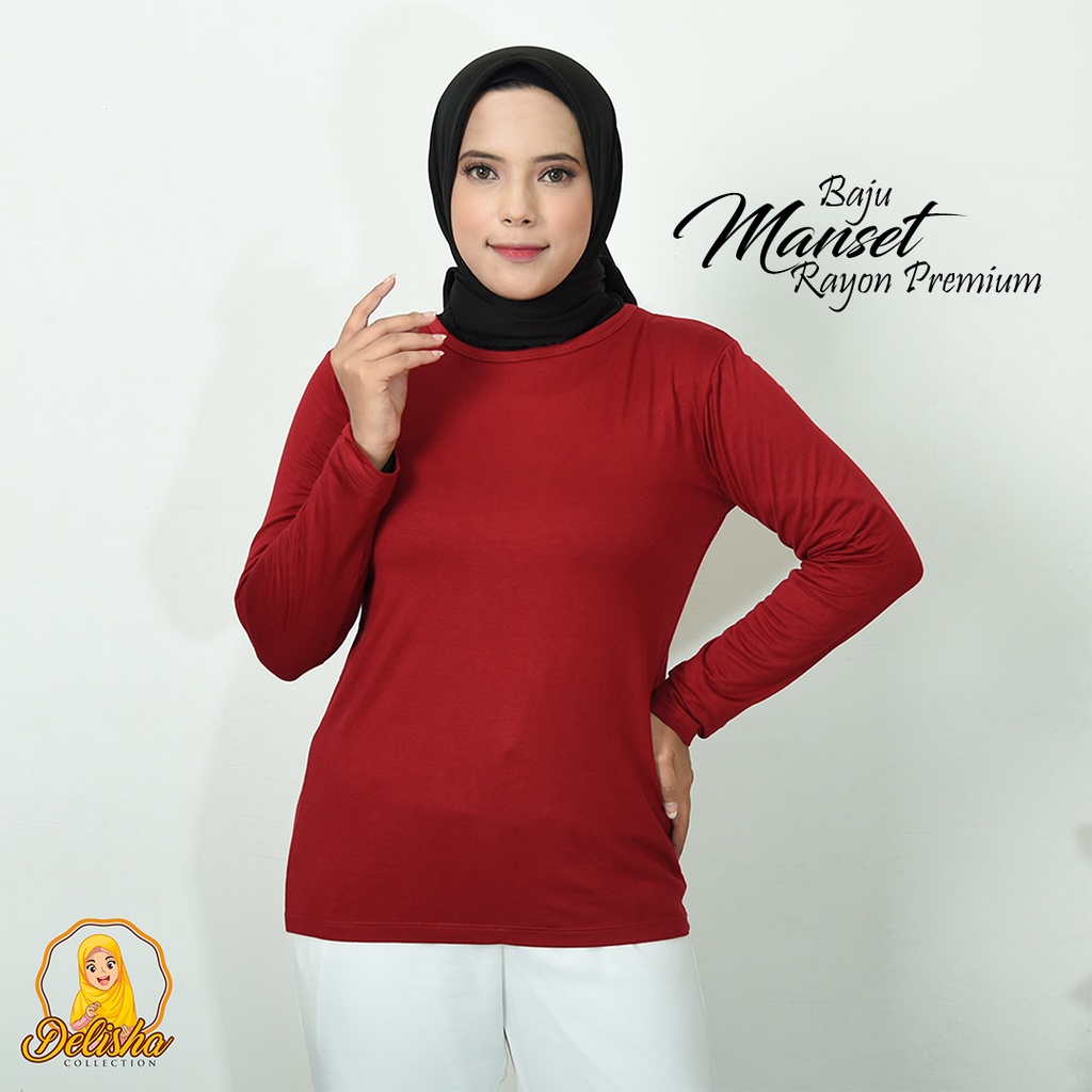 Baju Manset Lengan Panjang Basic Oblong Rayon Premium Standard Daleman Wanita By : Islah