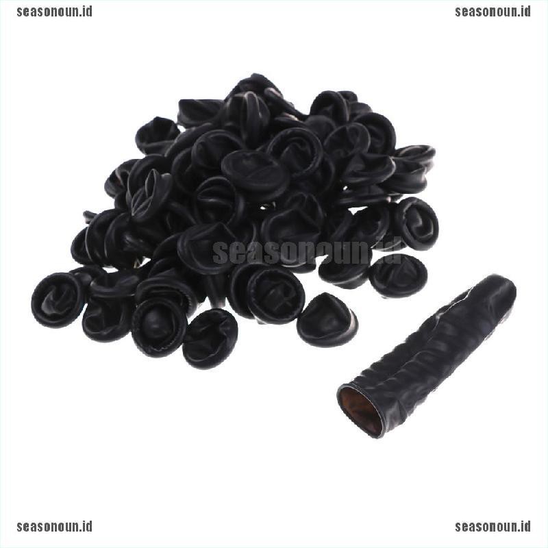 (sea) 100pcs Sarung Jari Bahan latex Anti Slip Warna Hitam Untuk Kapur Elektronik