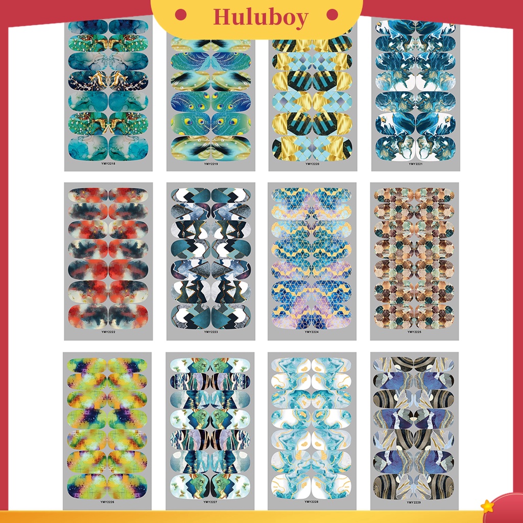 Huluboy Huluboy♡ Stiker Kuku Motif Marmer 12 Warna Untuk Nail Art