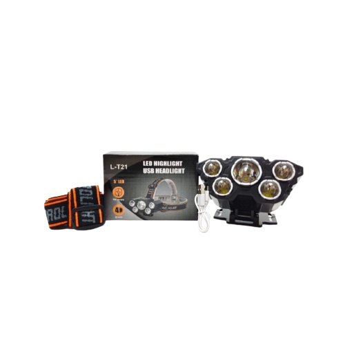 Senter Kepala 50W 5LED Headlight L - T21 LED USB -  Senter Kepala 3 Mode Cahaya