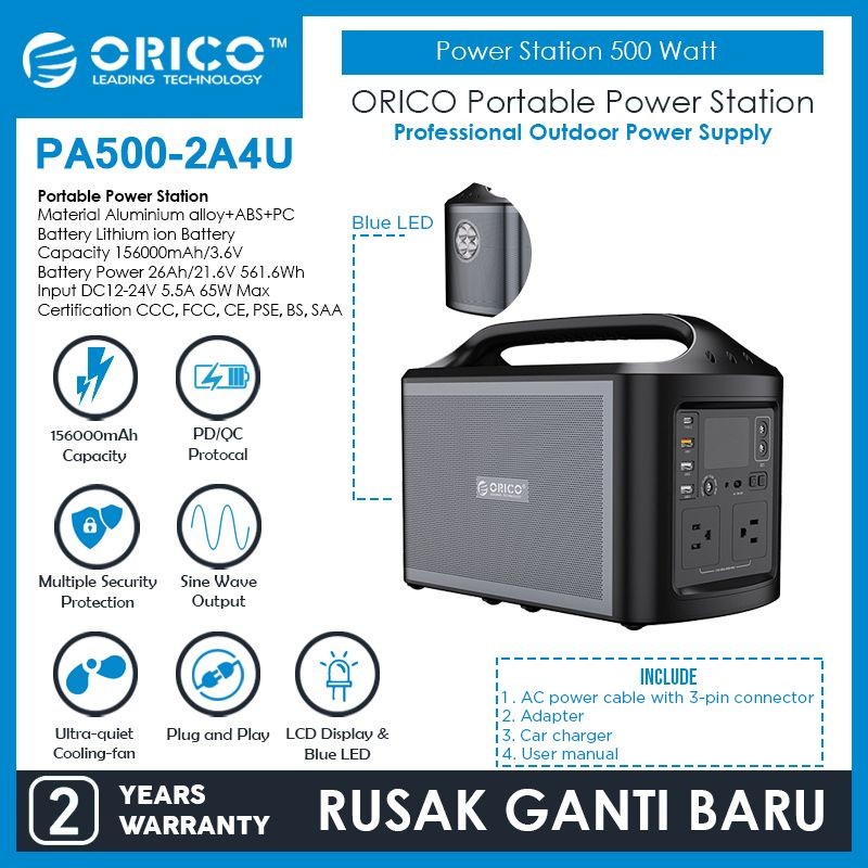 ORICO PA500-2A4U Portable Power Station 500W 156000mAh