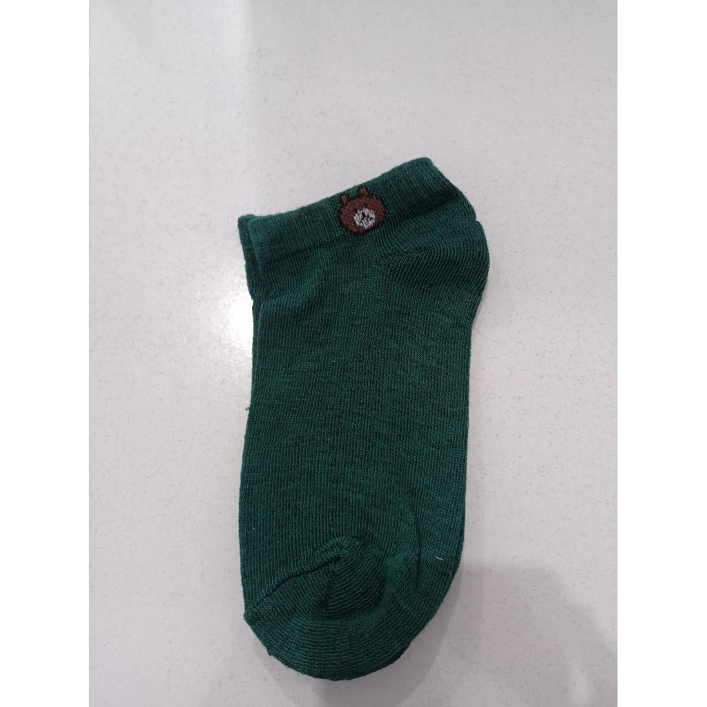 INDOMINI Kaos Kaki Ankle Beruang Kaos Kaki Pendek Semata Kaki Motif Brown Line Unisex R109-BERUANG HIJAU