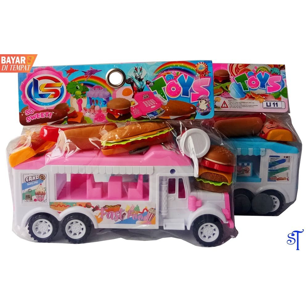 termurah LI 11 delicious fast food / mainan mobil truck menjual burger sandwish