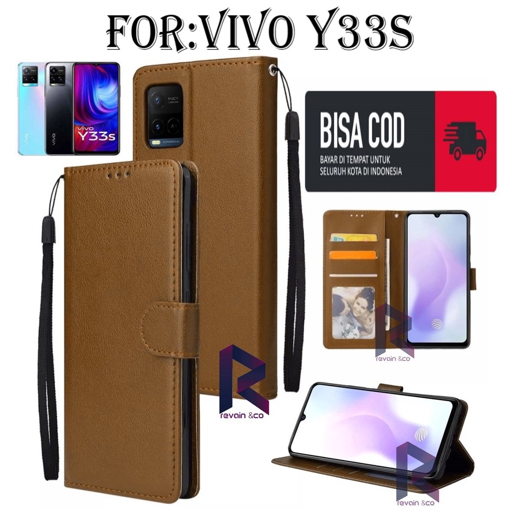 NEW VIVO Y33S CASE FLIP WALLET LEATHER KULIT PREMIUM SARUNG BUKA TUTUP FLIP CASE VIVO Y33S