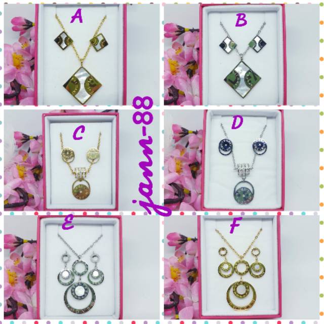 Kalung set titanium asli + box perhiasan premium jann-88 uk 50cm