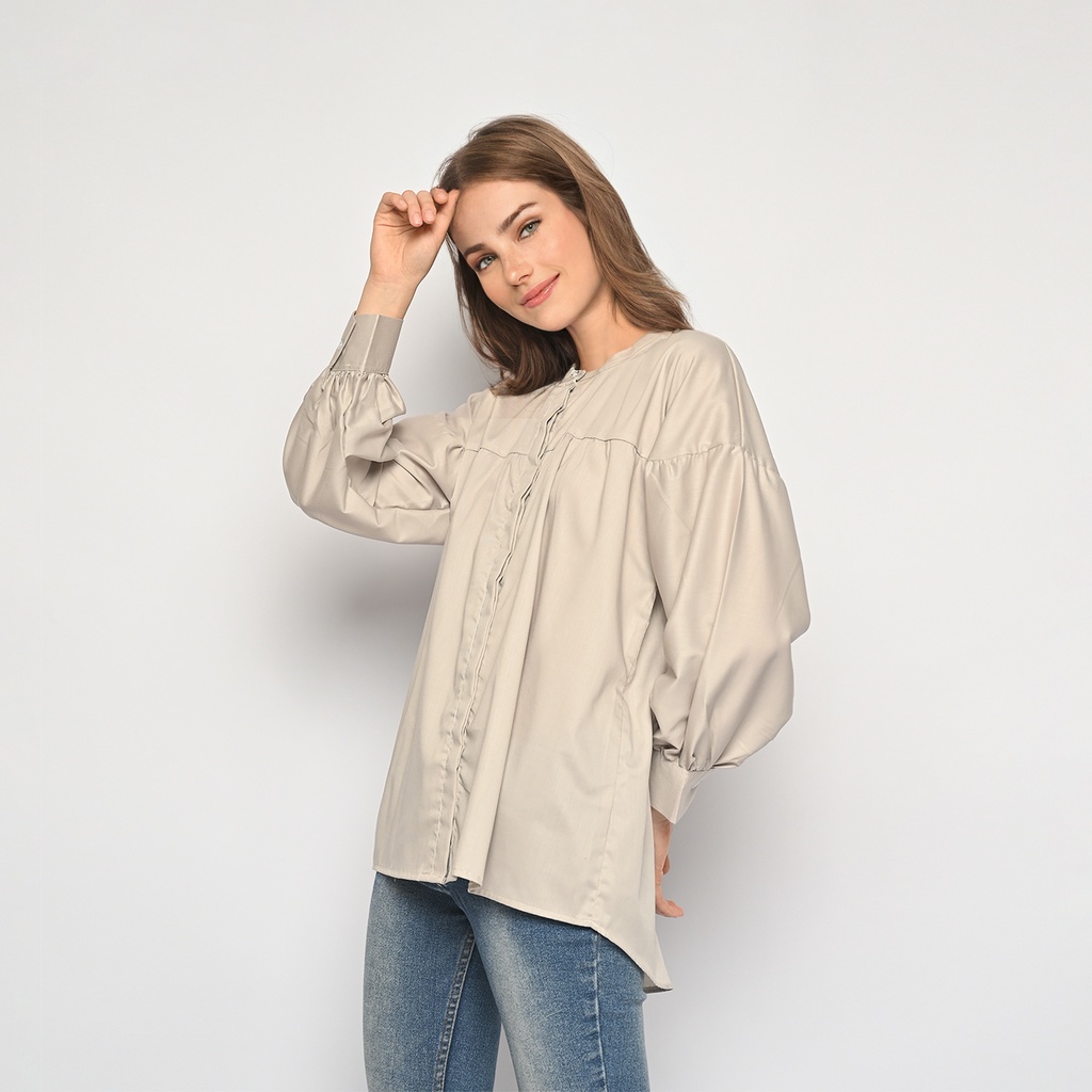 Round Neck Poplin Shirt (Kemeja Oversize)