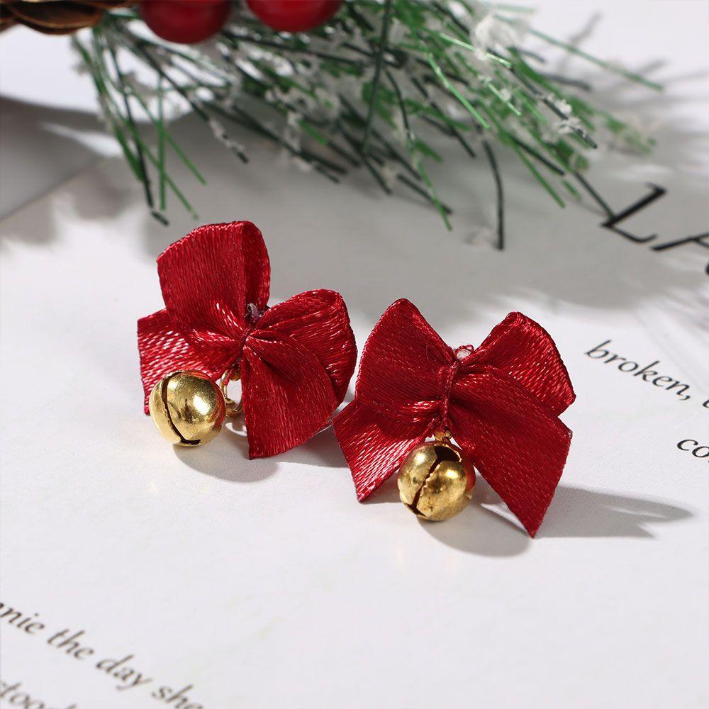 R-flower Stud Earrings Dekorasi Pesta Lonceng Busur Merah Xams