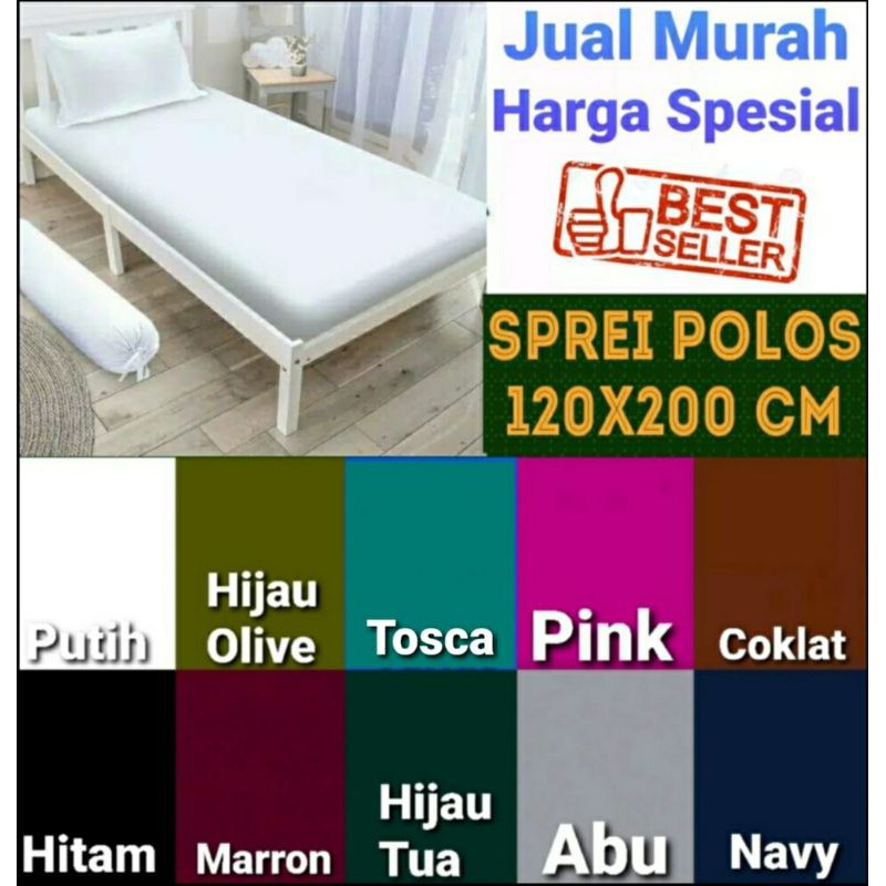 Sprei 120x200 Warna Polos Bahan Katun