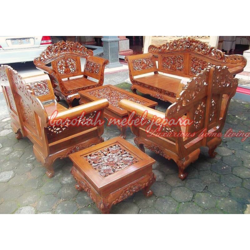 Kursi tamu jumbo Jati ukir jepara model Arjuna