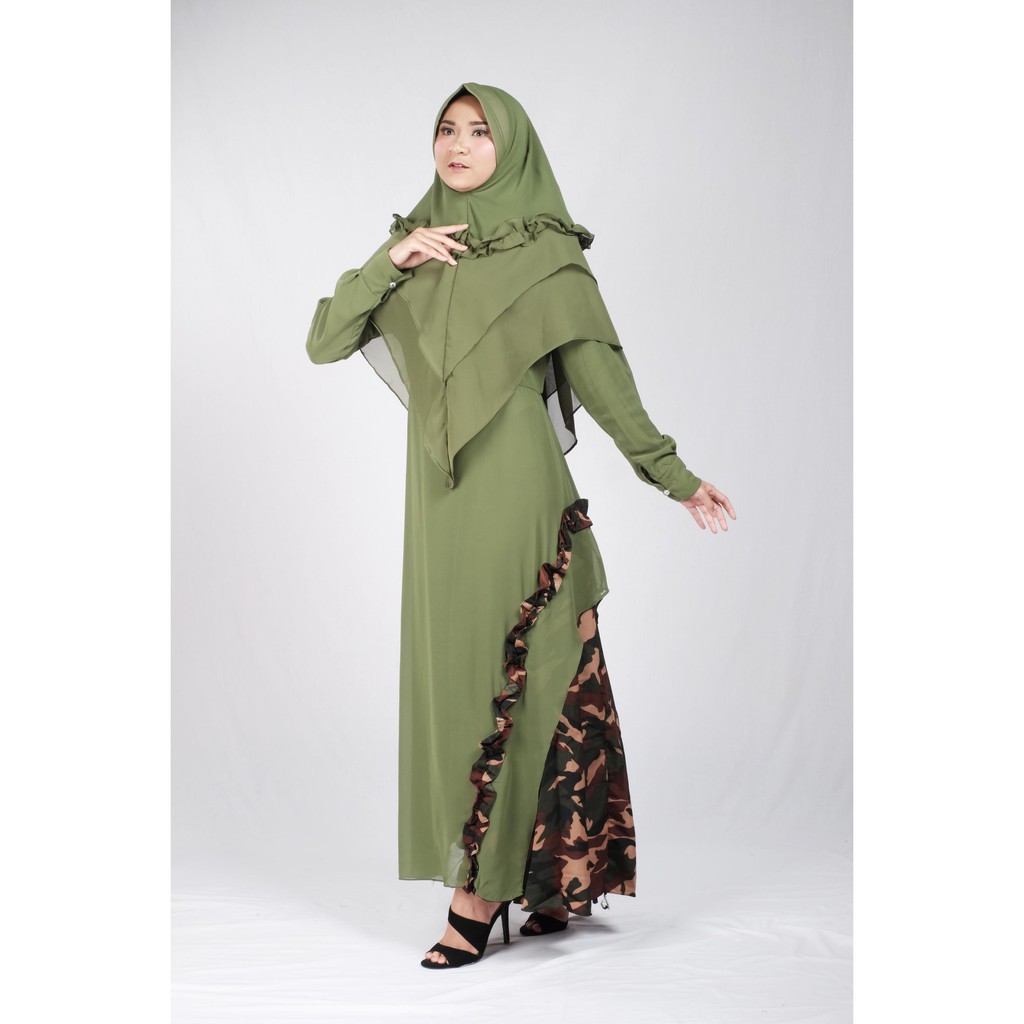 GAMIS SET KHIMAR ceruty babydoll motif LAYLA muslim wanita terbaru lebaran