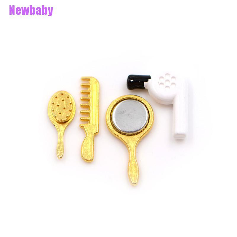 Newbaby Mainan Miniatur Hair Dryer + Sisir + Cermin Untuk Aksesoris Rumah Boneka 1 / 12