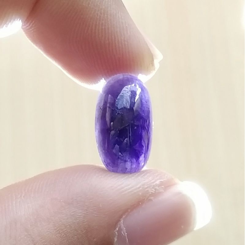 Batu Permata Natural Blue Safir / Sapphire Africa Oval Cabochon 09