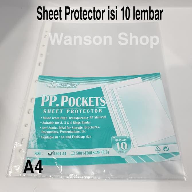 

SHEET PROTECTOR/PLASTIK PELINDUNG FILE/PP POKET A4 ISI 10 LEMBAR TEBAL