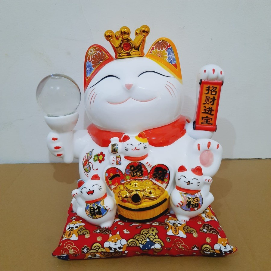 MANEKI KUCING LUCKY CAT PEARL PAJANGAN KUCING MANEKI NEKO KADO