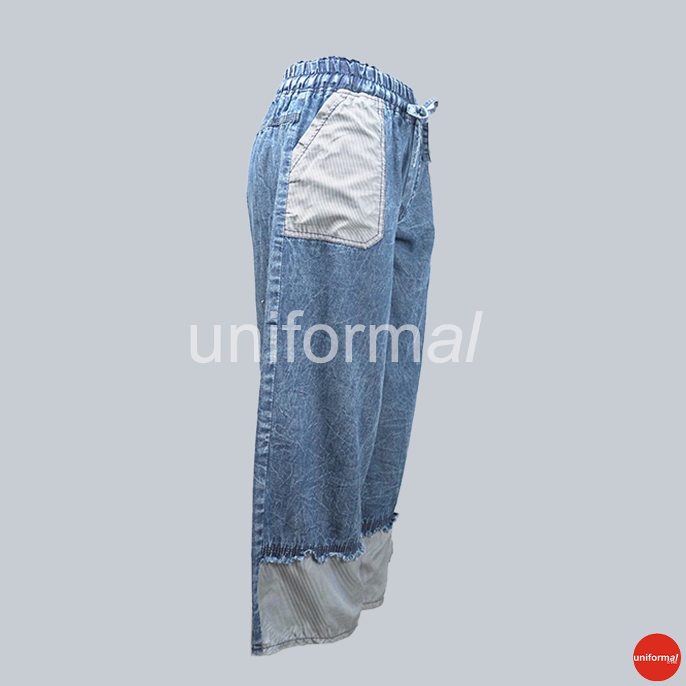 Celana Kulot Jeans Remaja Tanggung Wanita,  Kulot Perempuan Remaja TanggungPinggang Karet Setara 12 - 16 Tahun, Kulot Anak Tanggung Perempuan